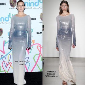 Pamella Roland Gunmetal sequin gown Ombre  NWT sz. 4